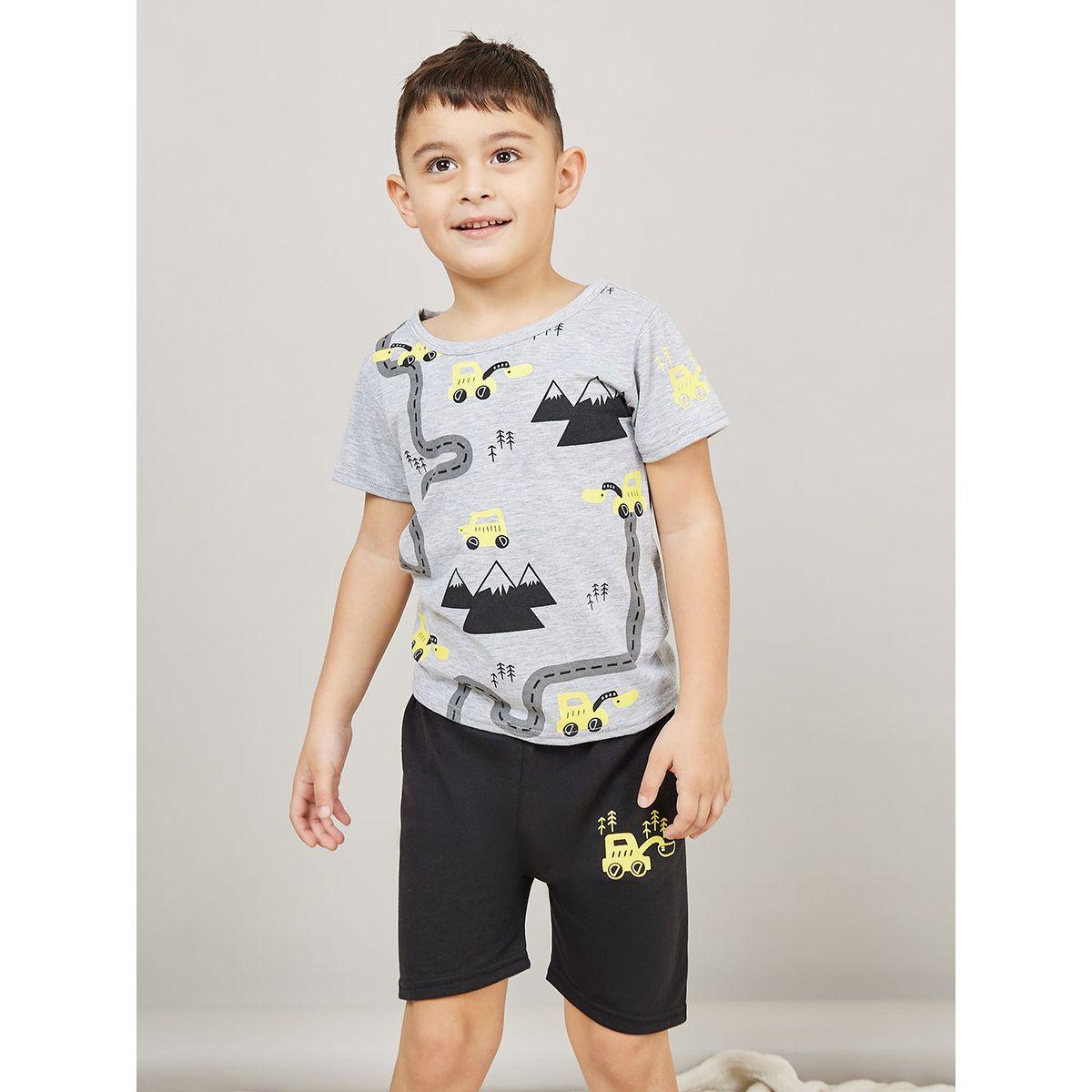 Styli Car Printed T-shirt & Short Set-boys-clothing-nightwear-image-2