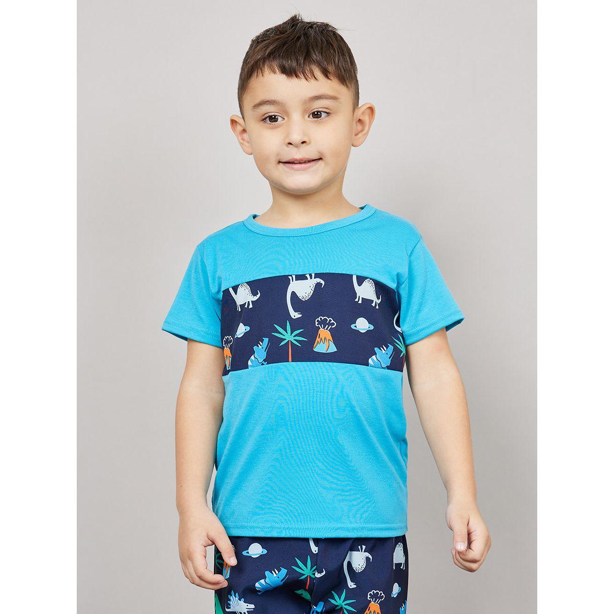Styli Dinosaur Panel Print T-shirt and AOP Short Set-boys-clothing-setsandcoords-image-3