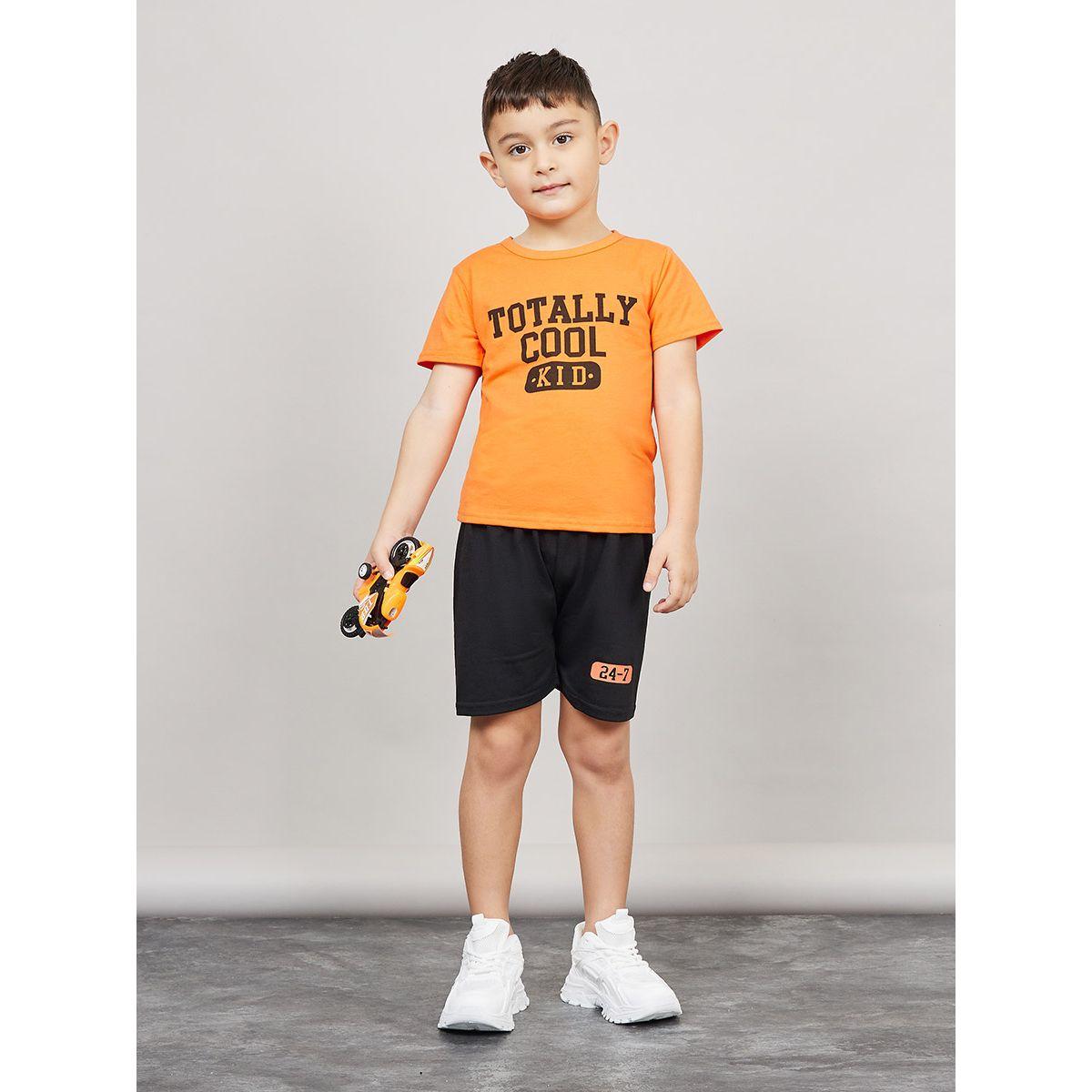 Styli Slogan Print T-shirt & Short Set-boys-clothing-setsandcoords-image-1