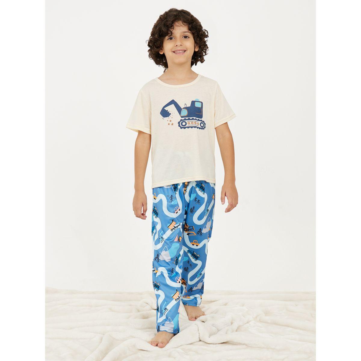 مجموعة من بنطال بيجاما مع تيشيرت بطبعة جرافيك-boys-clothing-nightwear-image-1