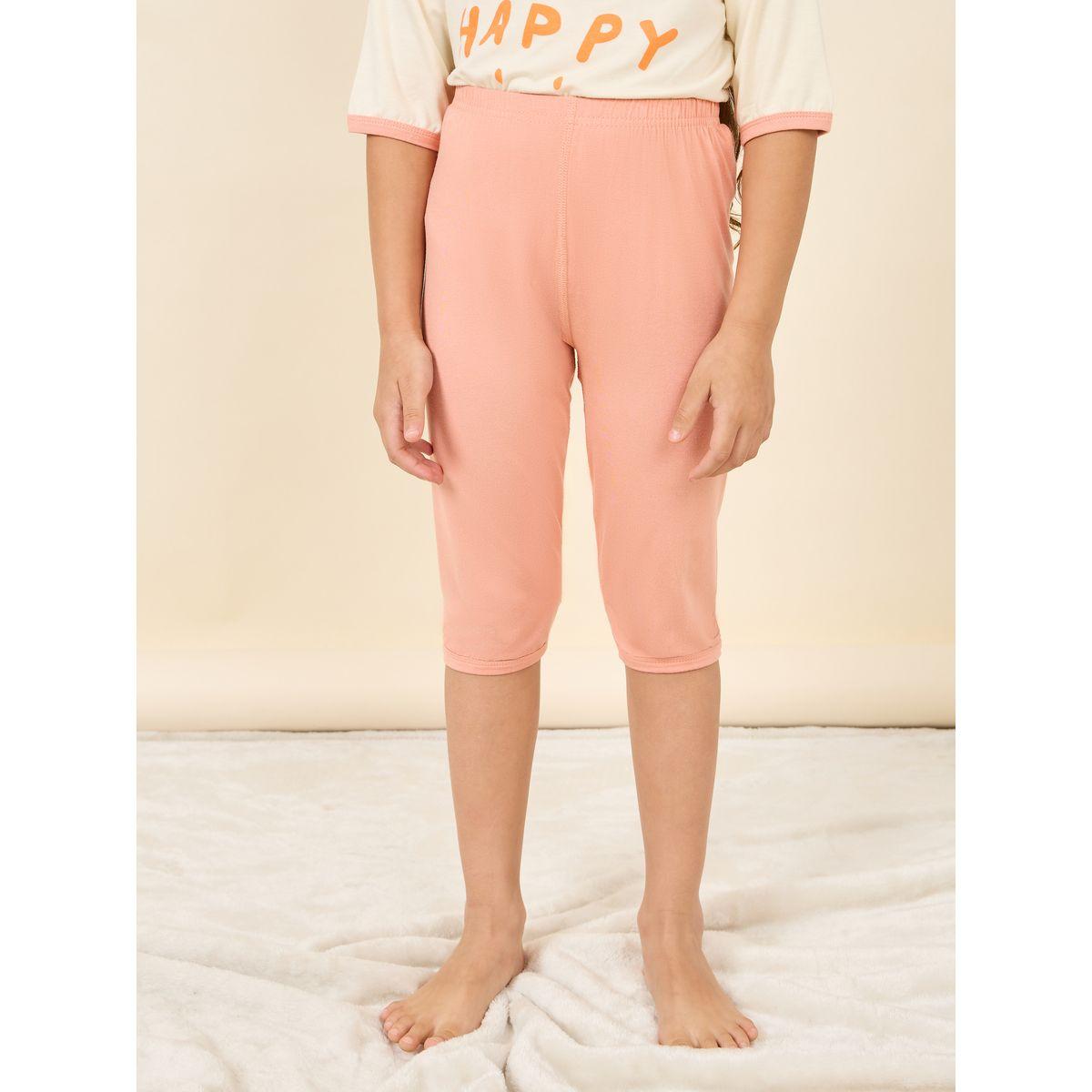 Styli Smile Print Binding T-shirt & Solid 3/4 Length Set-girls-clothing-nightwear-image-5