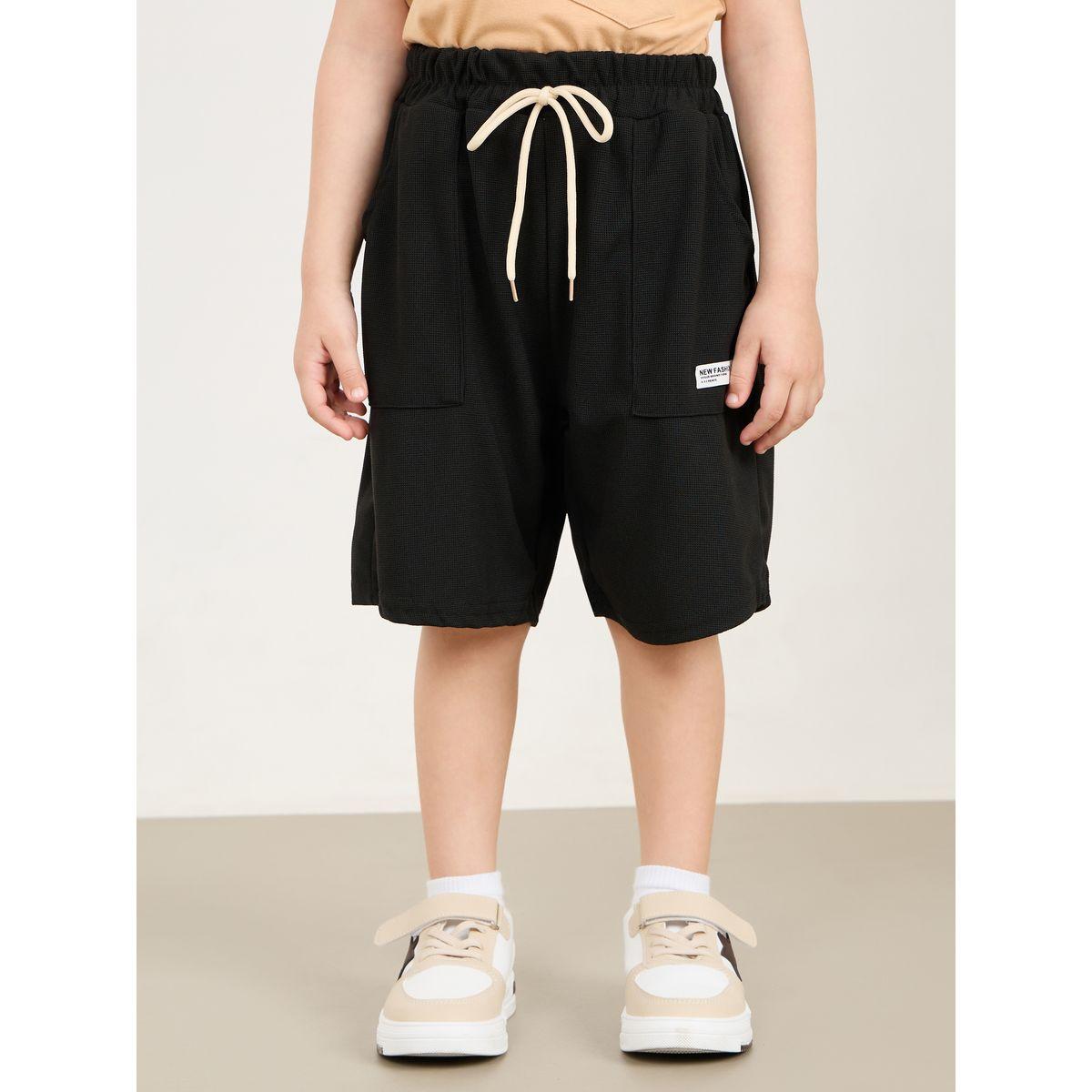 Styli Pocket Patch Detail Shorts with Contrast Drawstring-boys-clothing-bottoms-shorts-image-1