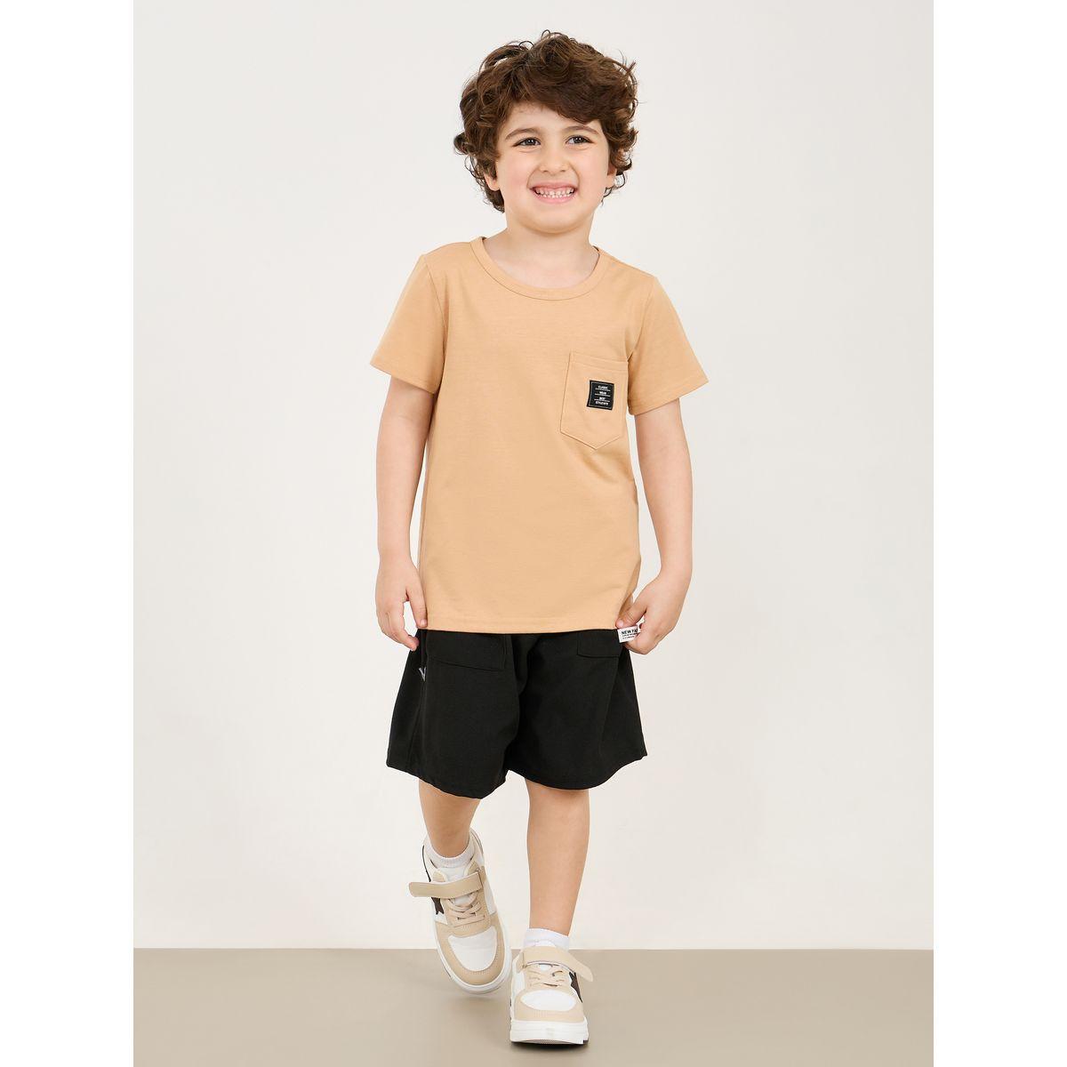 شورت مزين بشارة مع رباط خصر-boys-clothing-bottoms-shorts-image-3