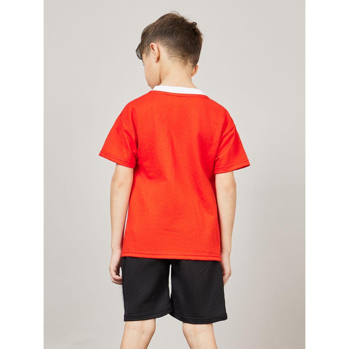 Styli Letter Placement Print T-Shirt & Shorts Set-boys-clothing-setsandcoords-image-5