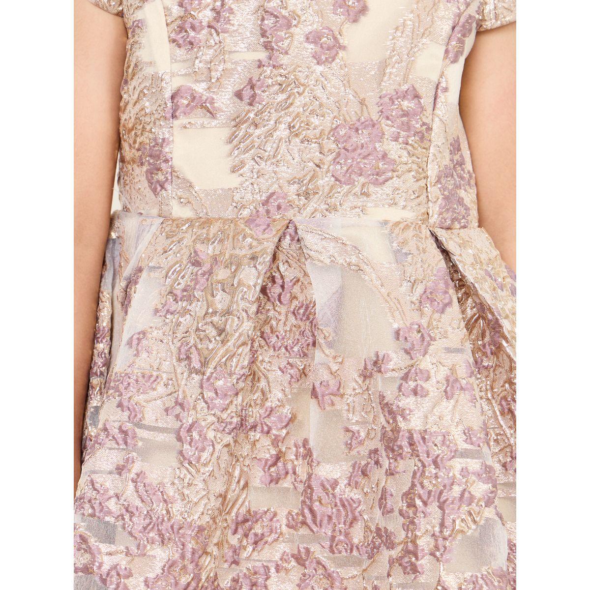 Styli Jacquard Detail A-Line Dress with Short Sleeves-girls-clothing-dressesandjumpsuits-image-3
