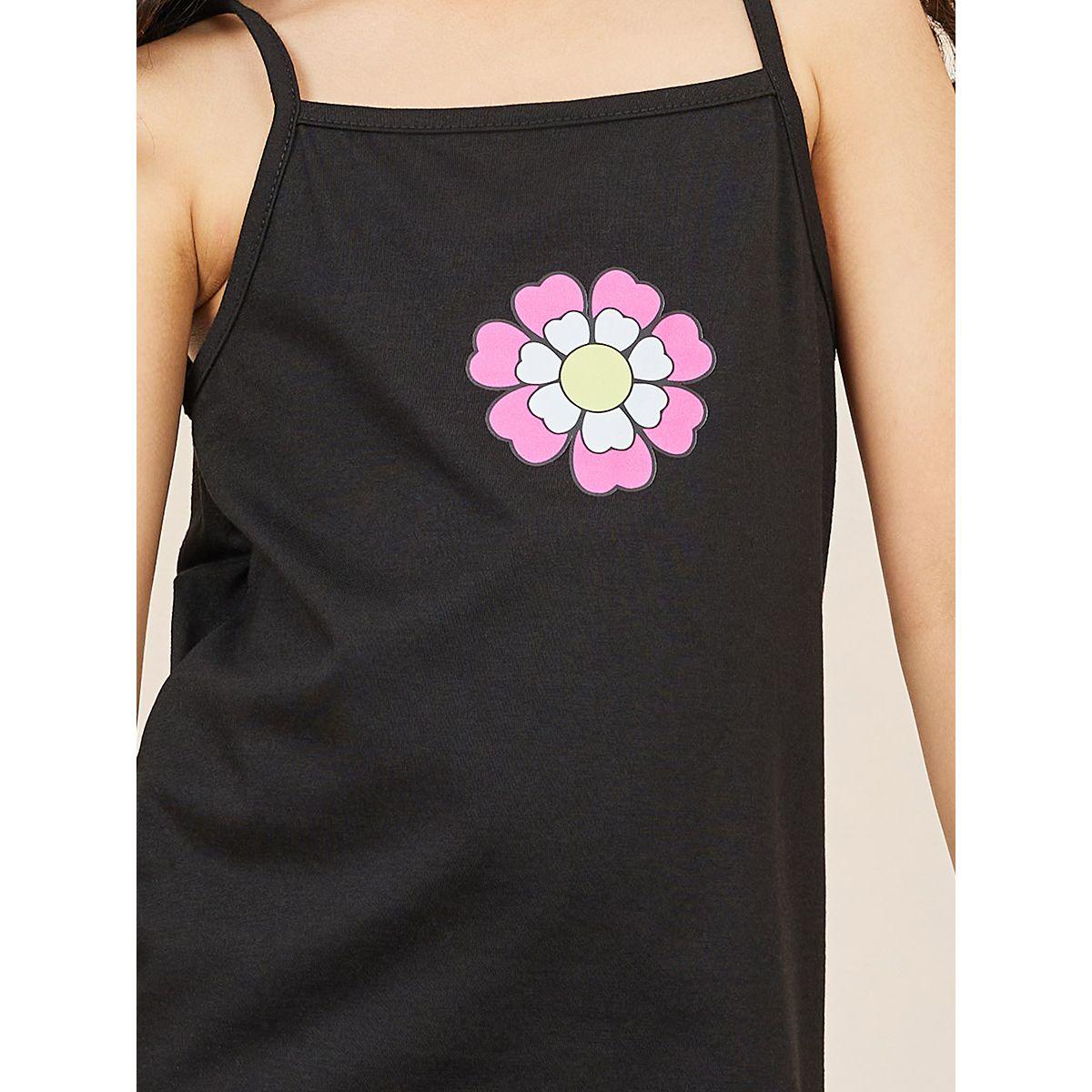 فستان بحمالات مع بلوزة شبك مزينة بزهور-girls-clothing-dressesandjumpsuits-image-5