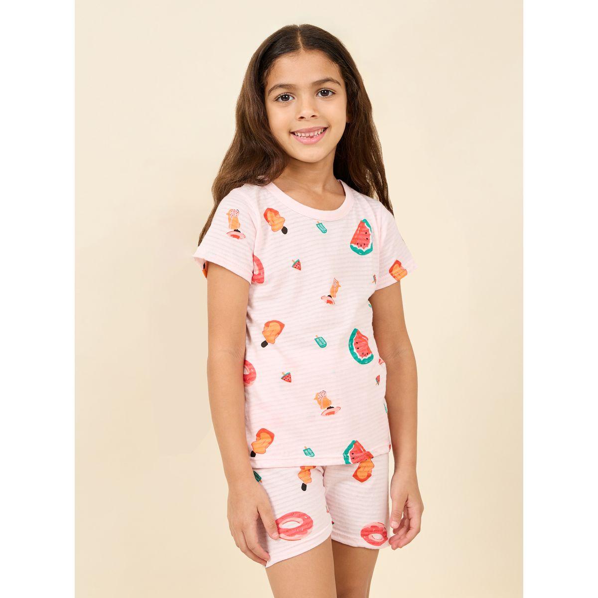 Styli Cotton Watermelon AOP T-shirt and Short Set-girls-clothing-nightwear-image-2