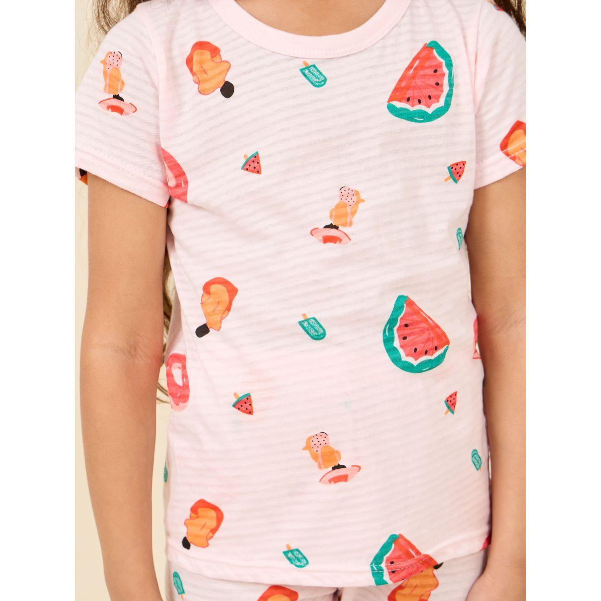 Styli Cotton Watermelon AOP T-shirt and Short Set-girls-clothing-nightwear-image-3