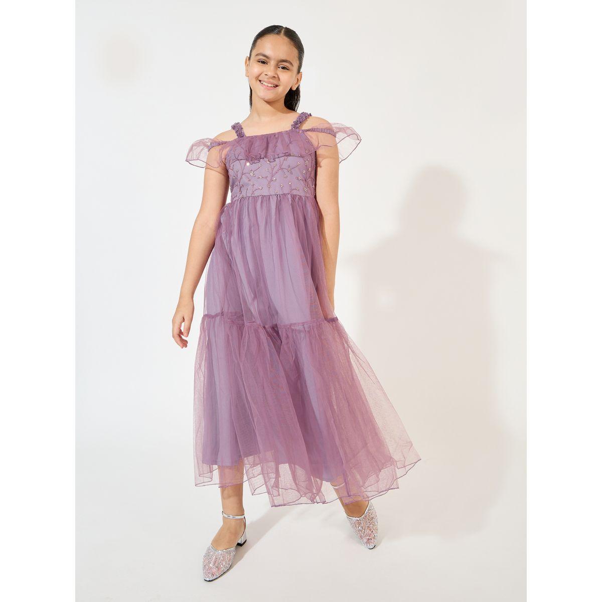 Styli Mesh Insert Sequined Dress-girls-clothing-dressesandjumpsuits-image-1