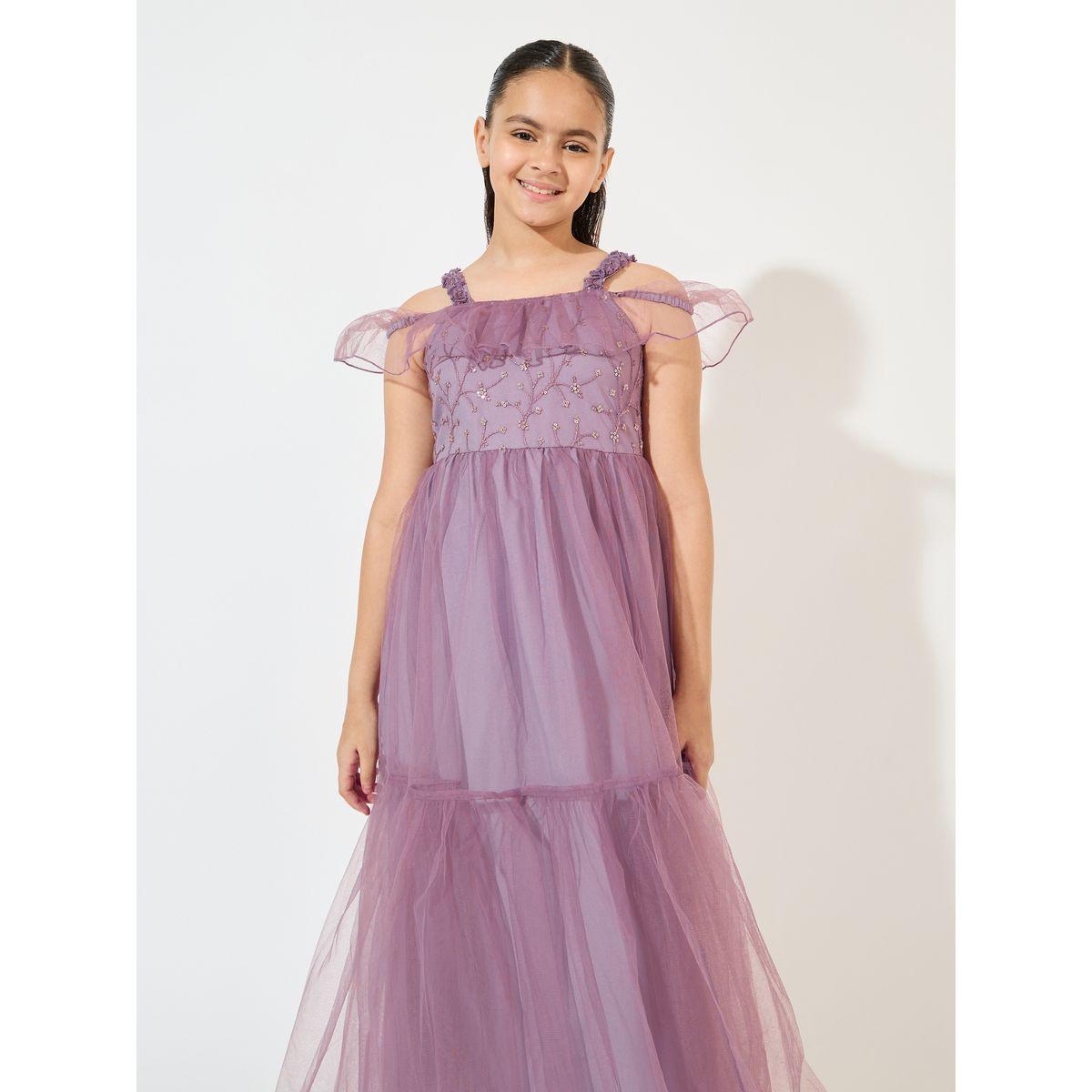 Styli Mesh Insert Sequined Dress-girls-clothing-dressesandjumpsuits-image-2