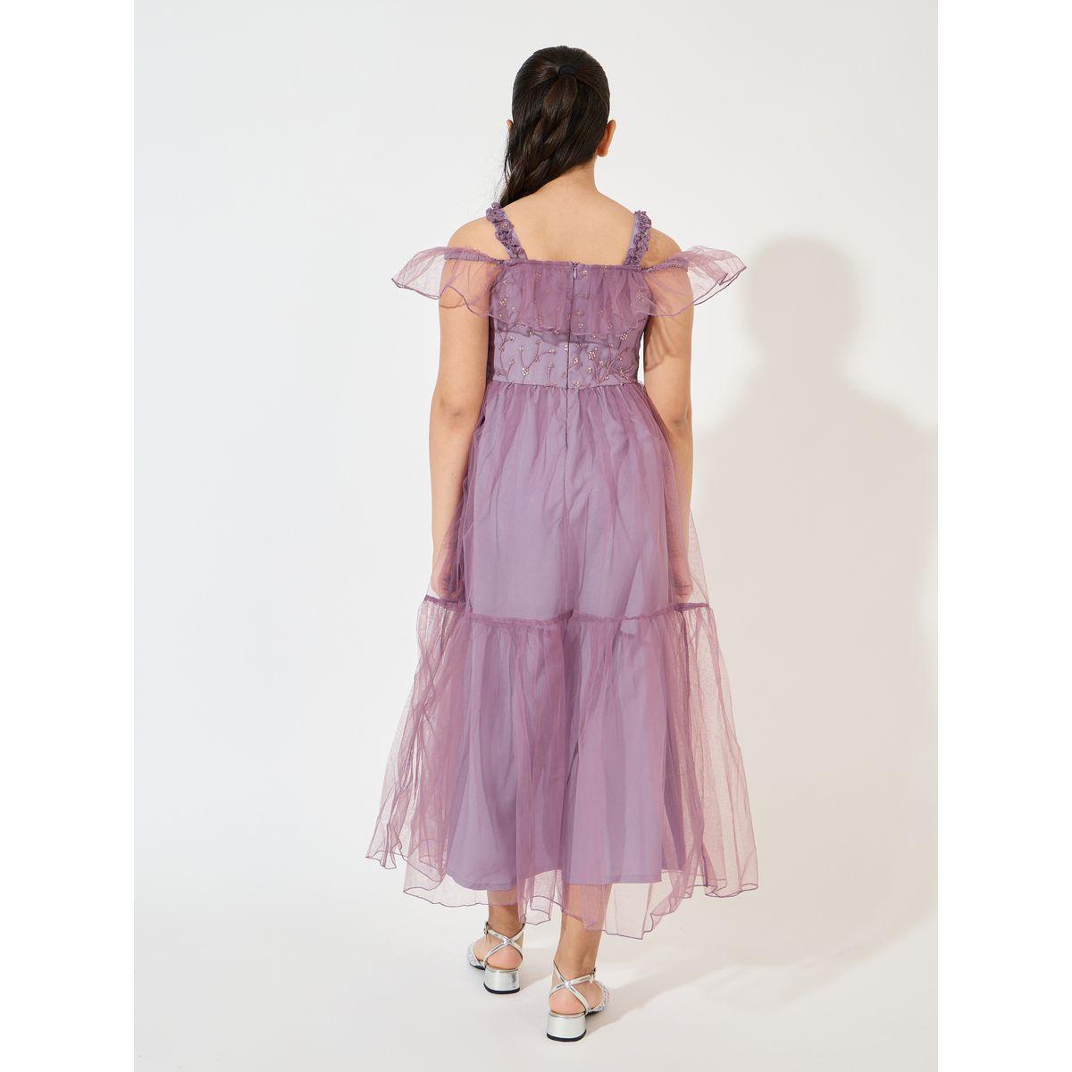 Styli Mesh Insert Sequined Dress-girls-clothing-dressesandjumpsuits-image-4
