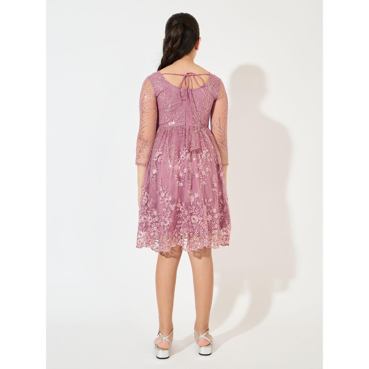Styli Mesh Insert Sequined Dress-girls-clothing-dressesandjumpsuits-image-4