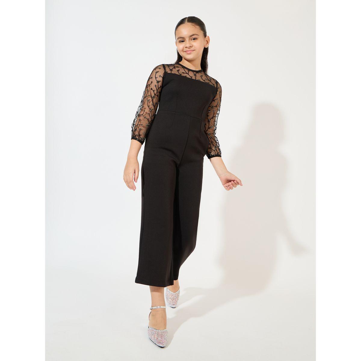 Styli Mesh Insert Embellished Jumpsuit-girls-clothing-rompers-image-1