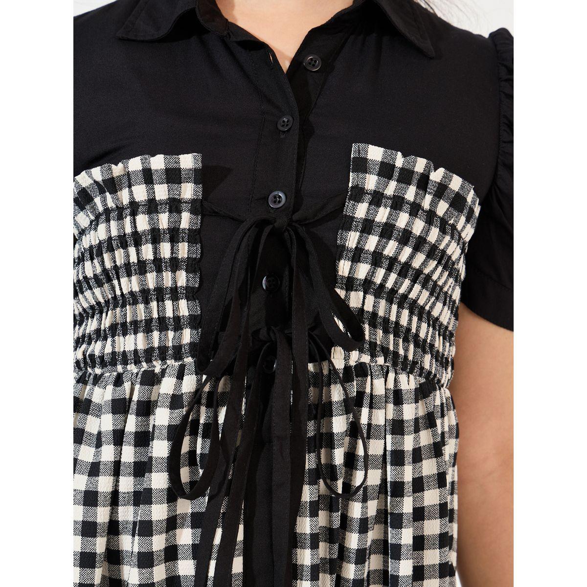 Styli Gingham Checked Tie-Up Detail Dress-girls-clothing-dressesandjumpsuits-image-3