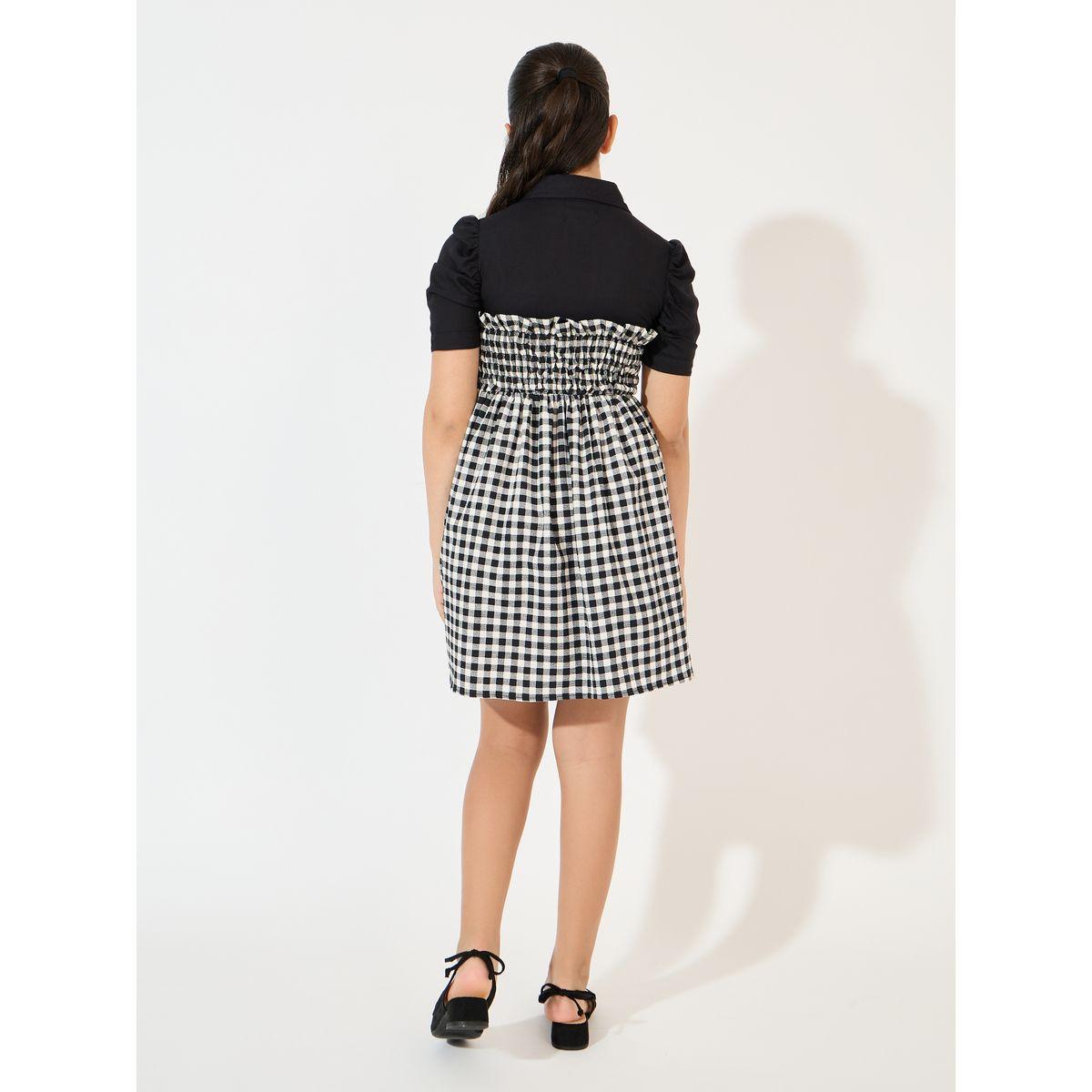 Styli Gingham Checked Tie-Up Detail Dress-girls-clothing-dressesandjumpsuits-image-4