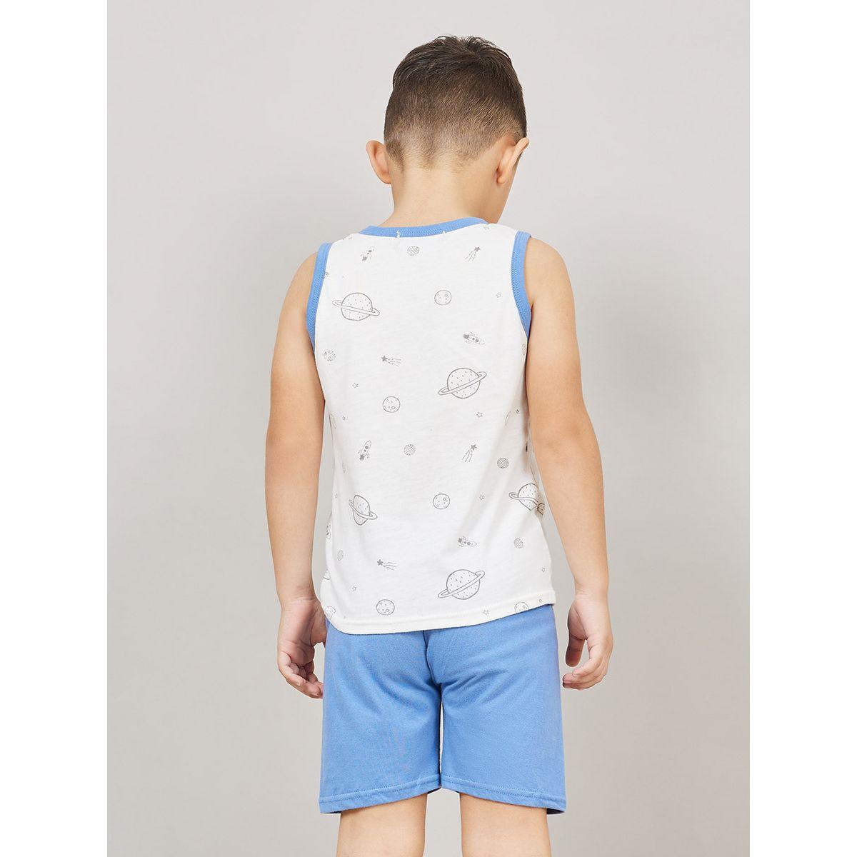 Styli Space Print Sleeveless T-shirt and Short Set-boys-clothing-nightwear-image-5