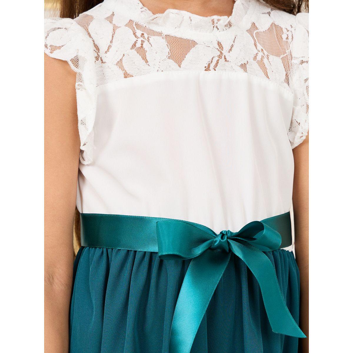Styli Lace Detail Satin Bow Gathered Detail Dress-girls-clothing-dressesandjumpsuits-image-3