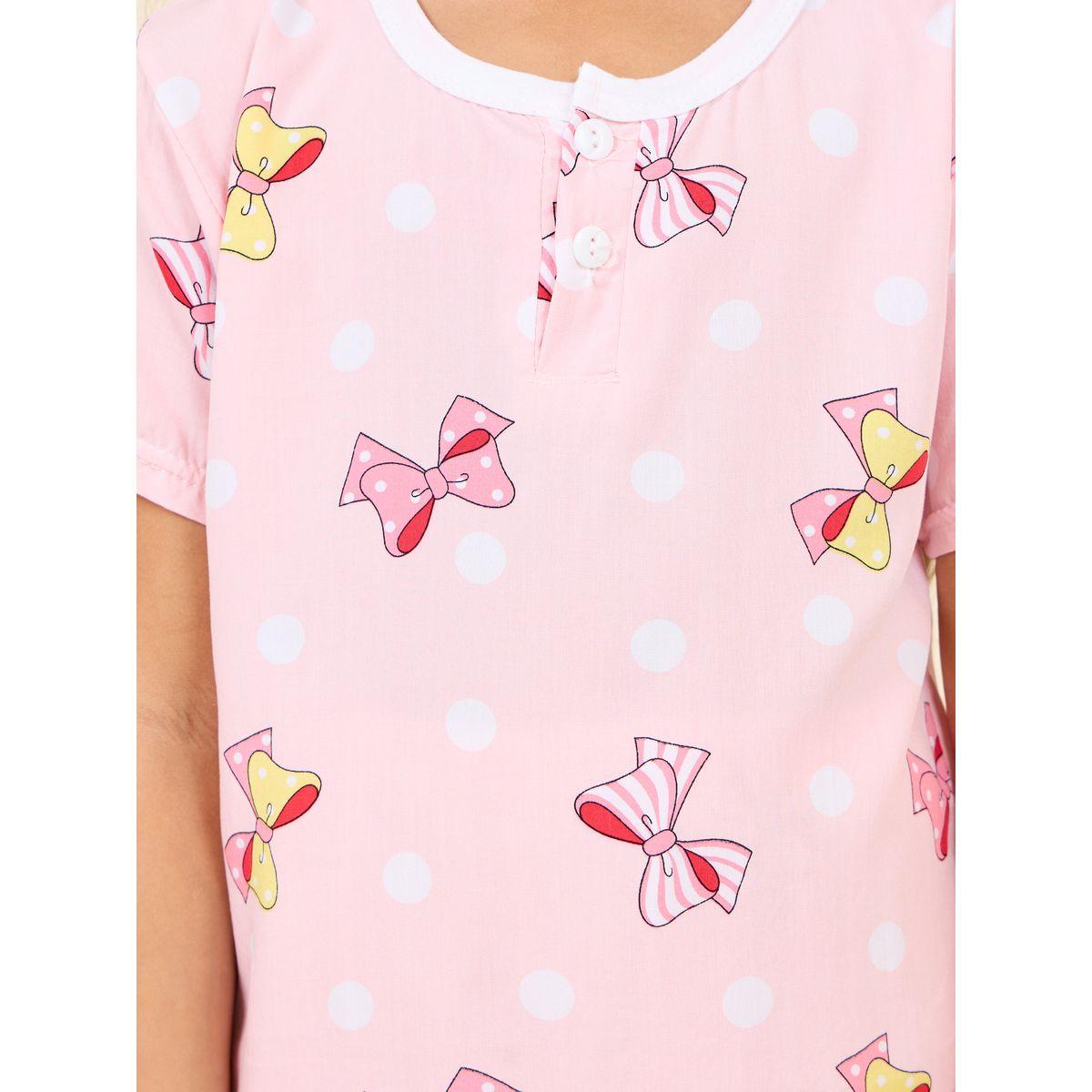 Styli Bow Printed Cotton T-shirt and Short Set-boys-clothing-nightwear-image-3