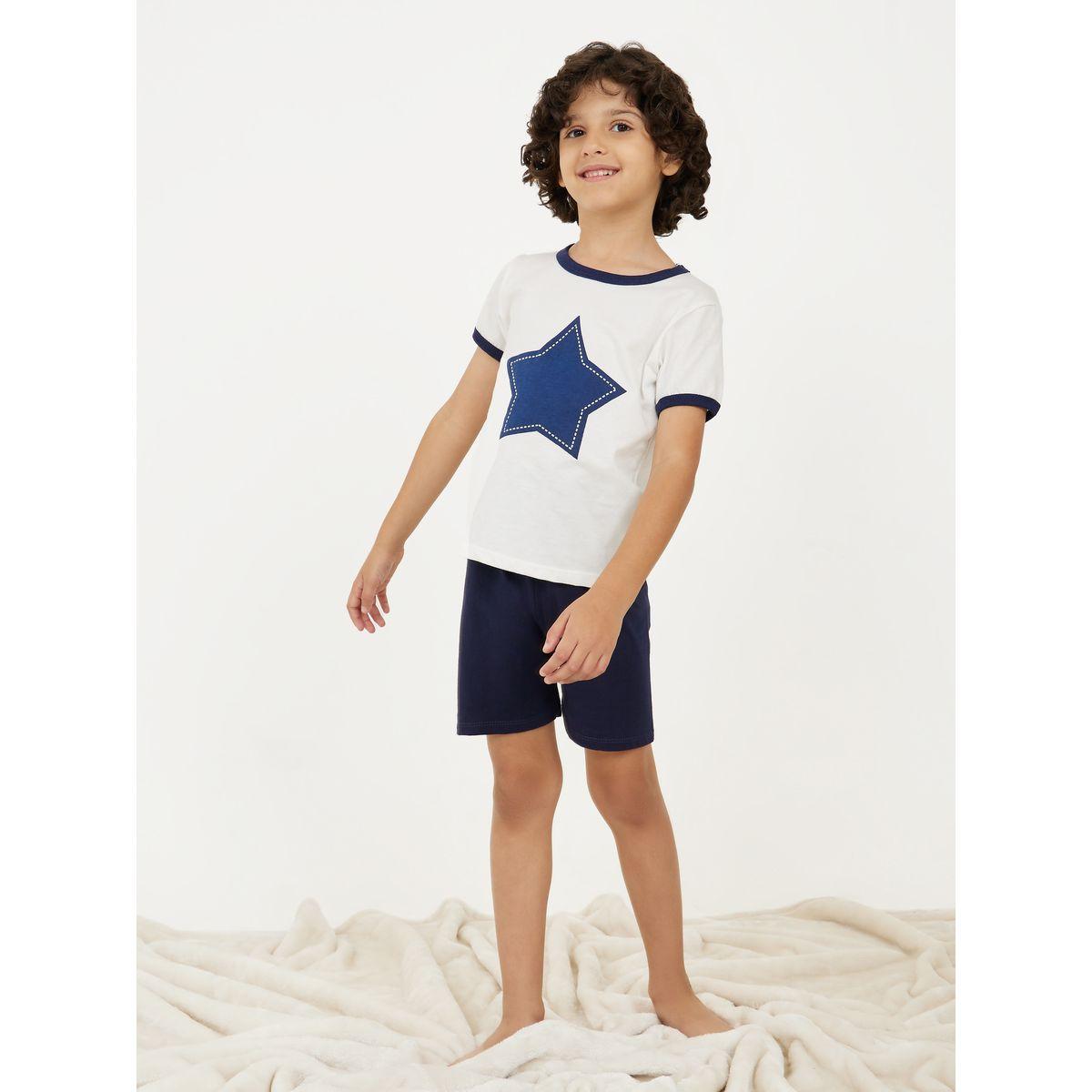 Styli Star Print Short Sleeve T-Shirt & Shorts Set-boys-clothing-nightwear-image-1