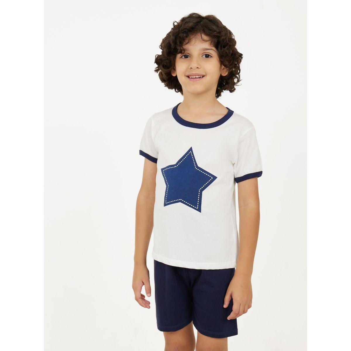 Styli Star Print Short Sleeve T-Shirt & Shorts Set-boys-clothing-nightwear-image-2