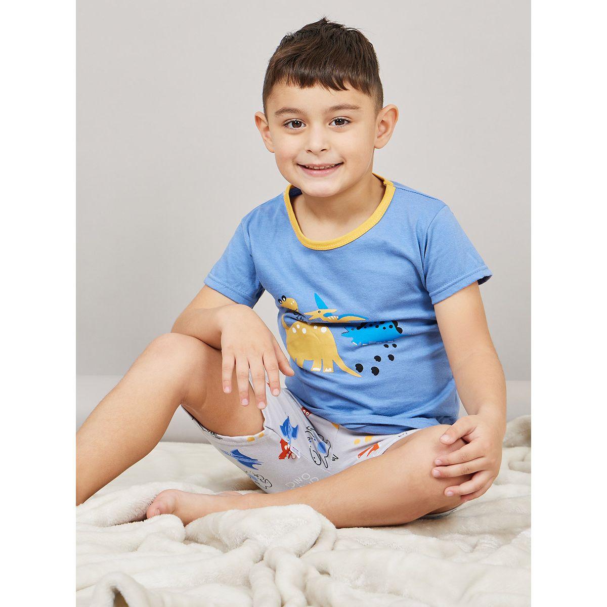 Styli Dinosaur Print T-shirt and Short Set-boys-clothing-nightwear-image-1