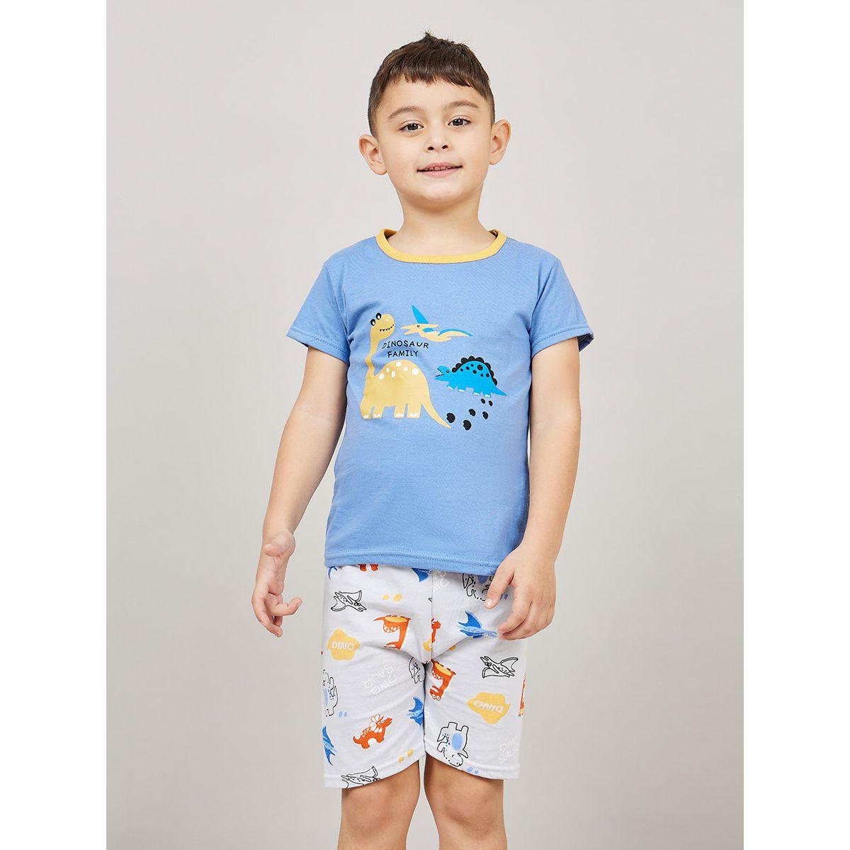 Styli Dinosaur Print T-shirt and Short Set-boys-clothing-nightwear-image-3