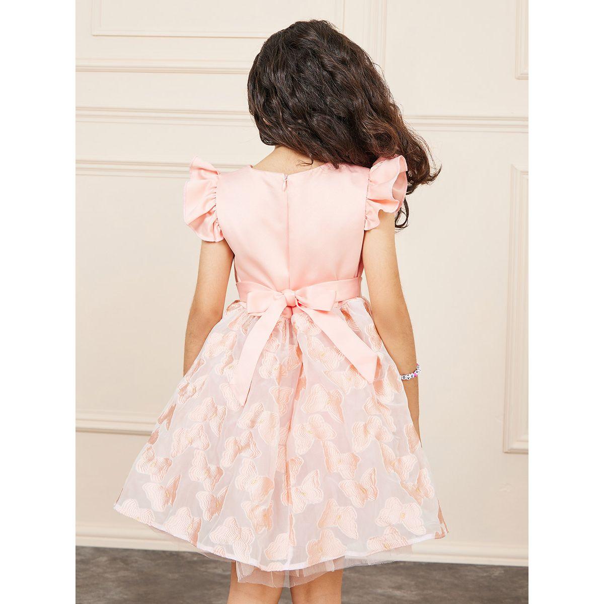 فستان بتفاصيل مُطرّزة مع ربطة فيونكة وأربطة-girls-clothing-dressesandjumpsuits-image-4