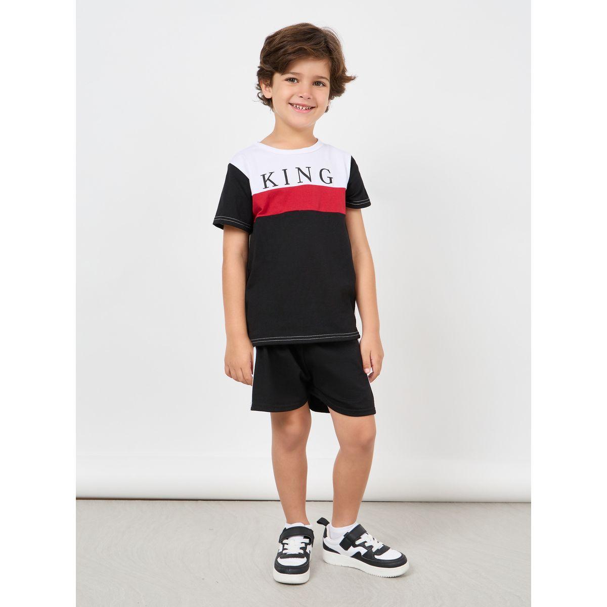 Styli Colorblock Printed T-Shirt & Shorts Set-boys-clothing-setsandcoords-image-1