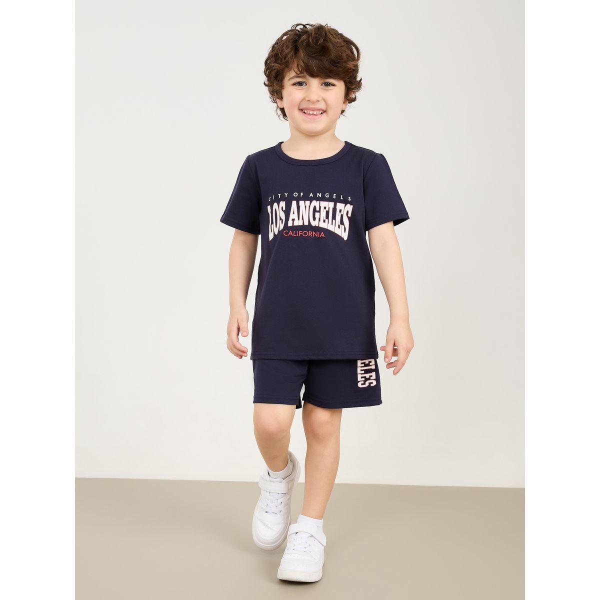 مجموعة من شورت وتيشيرت بطبعة كتابة-boys-clothing-setsandcoords-image-1