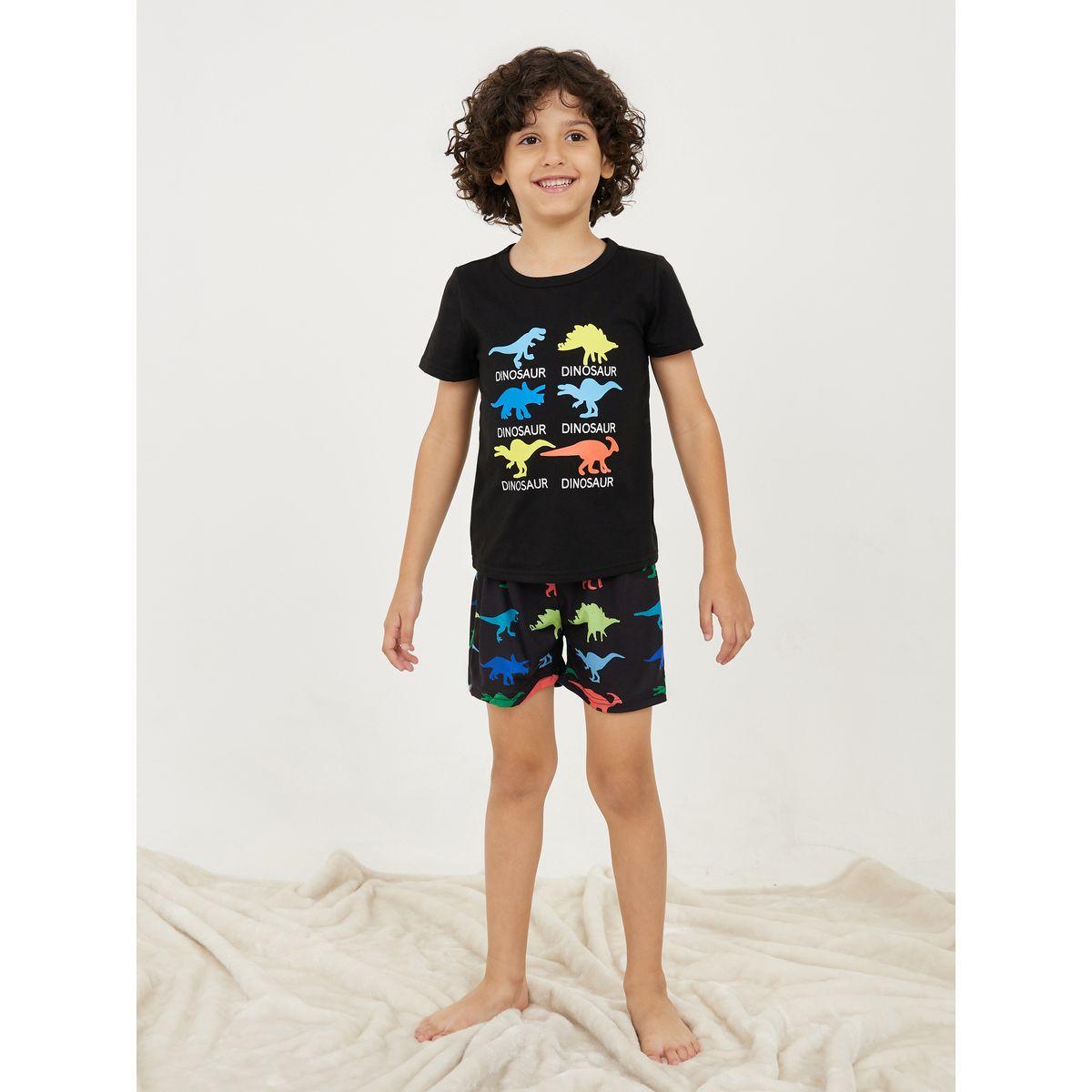 Styli Dinosaur Print T-shirt & AOP Short Set-boys-clothing-nightwear-image-1