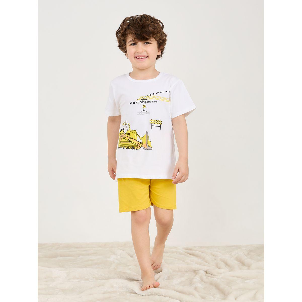 Styli Construction Printed T-shirt and Short Set-boys-clothing-nightwear-image-1