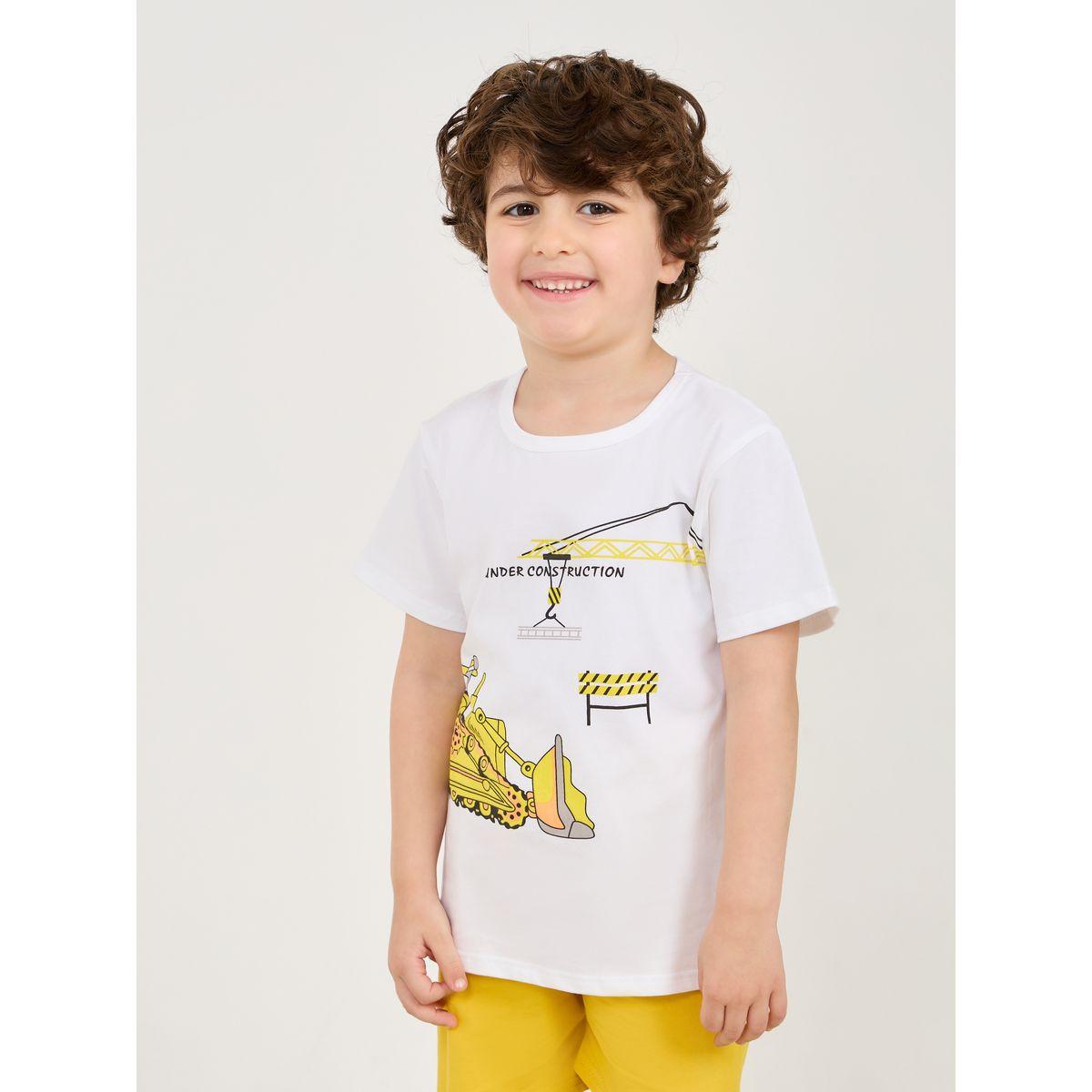 Styli Construction Printed T-shirt and Short Set-boys-clothing-nightwear-image-2