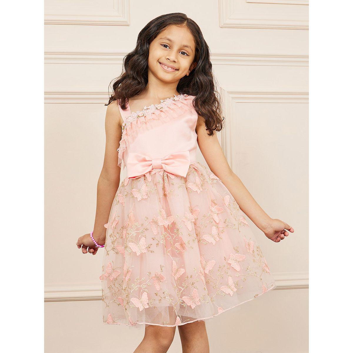 Styli Embroidered Butterfly Floral Applique Mesh Skater Dress-girls-clothing-dressesandjumpsuits-image-1