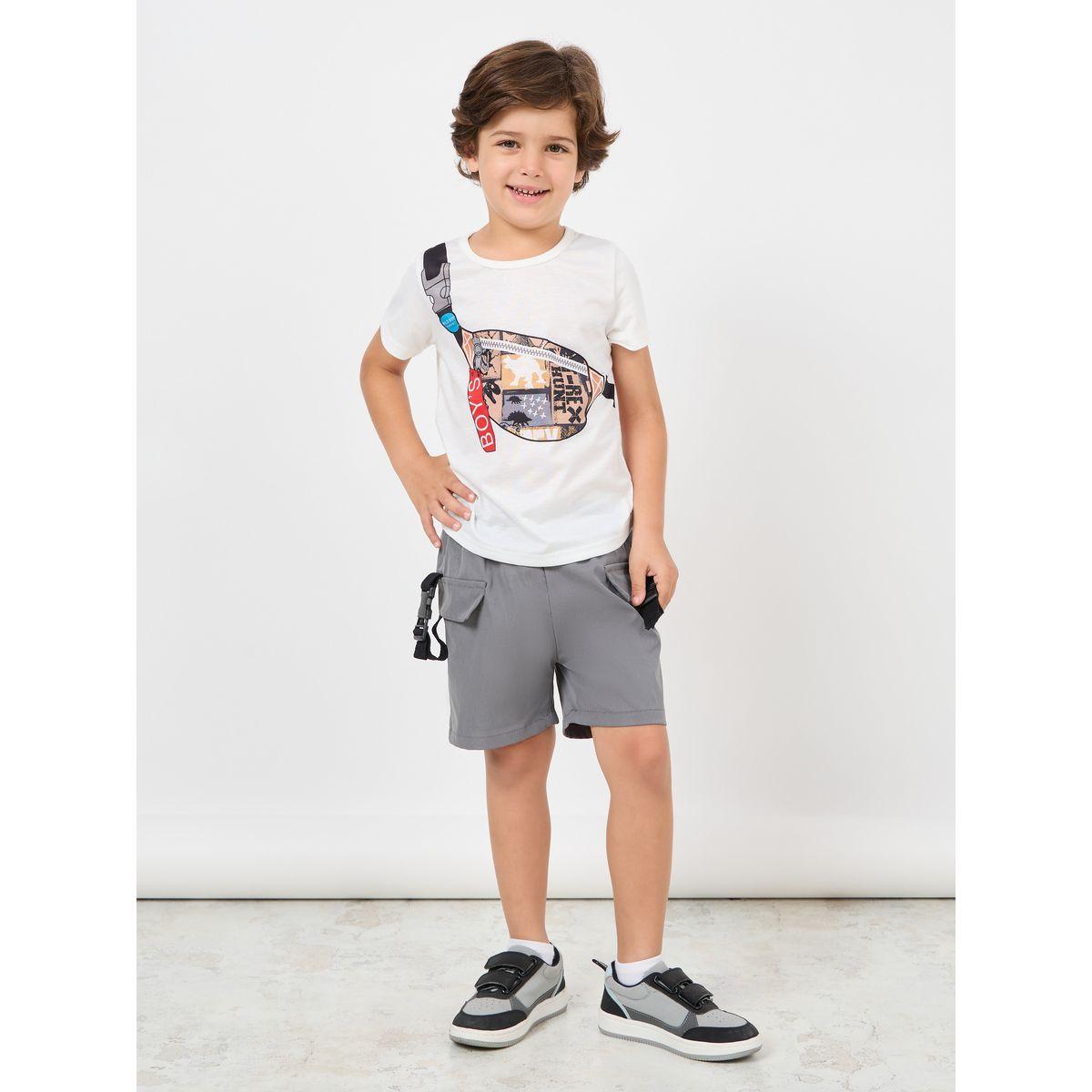Styli Graphic Print T-Shirt & Cargo Shorts Set-boys-clothing-setsandcoords-image-1