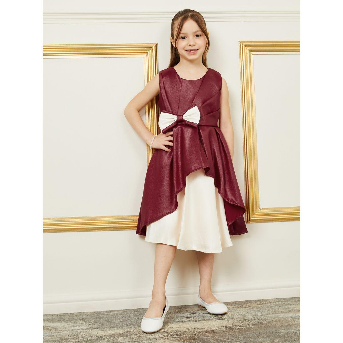 فستان ساتان بلا اكمام مزين بفيونكة-girls-clothing-dressesandjumpsuits-image-1