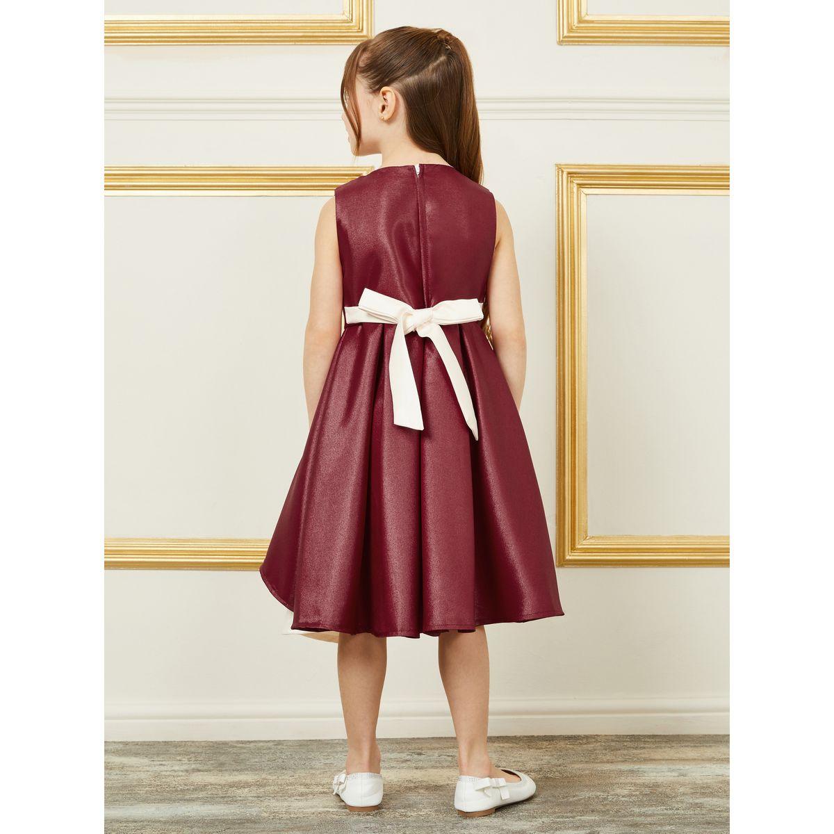 فستان ساتان بلا اكمام مزين بفيونكة-girls-clothing-dressesandjumpsuits-image-4
