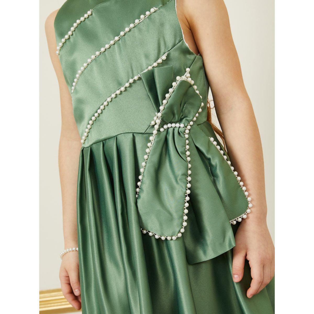 Styli Beaded Detail Bow Applique Sleeveless A-Line Dress-girls-clothing-dressesandjumpsuits-image-3