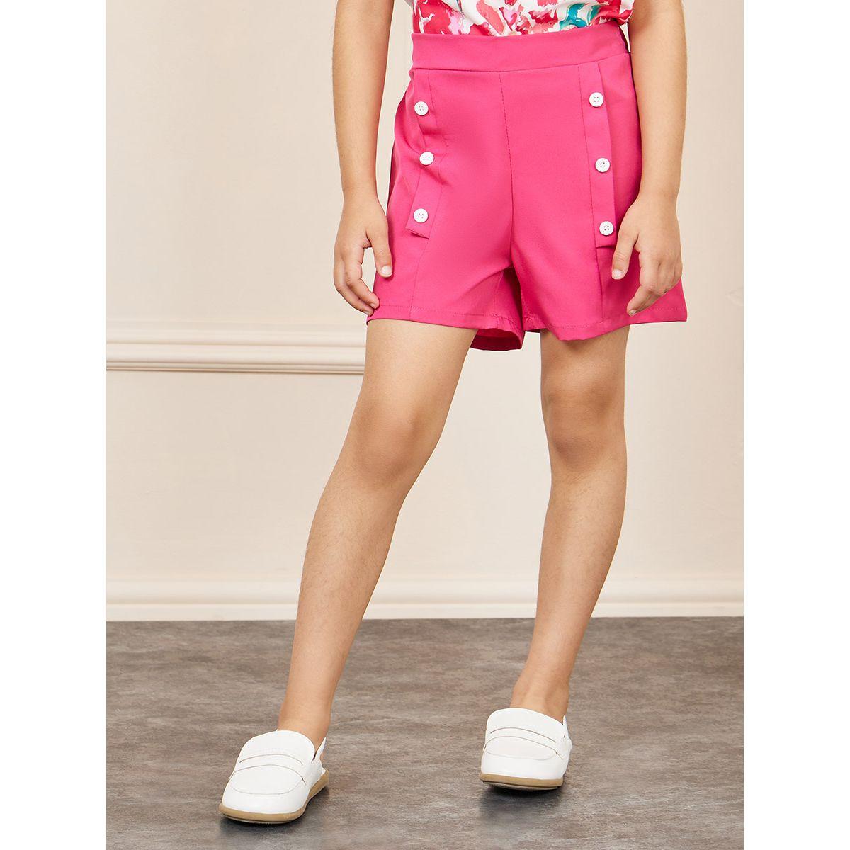 Styli All Over Abstract Print Halter Top & Button Placket Shorts Set-girls-clothing-setsandcoords-image-4