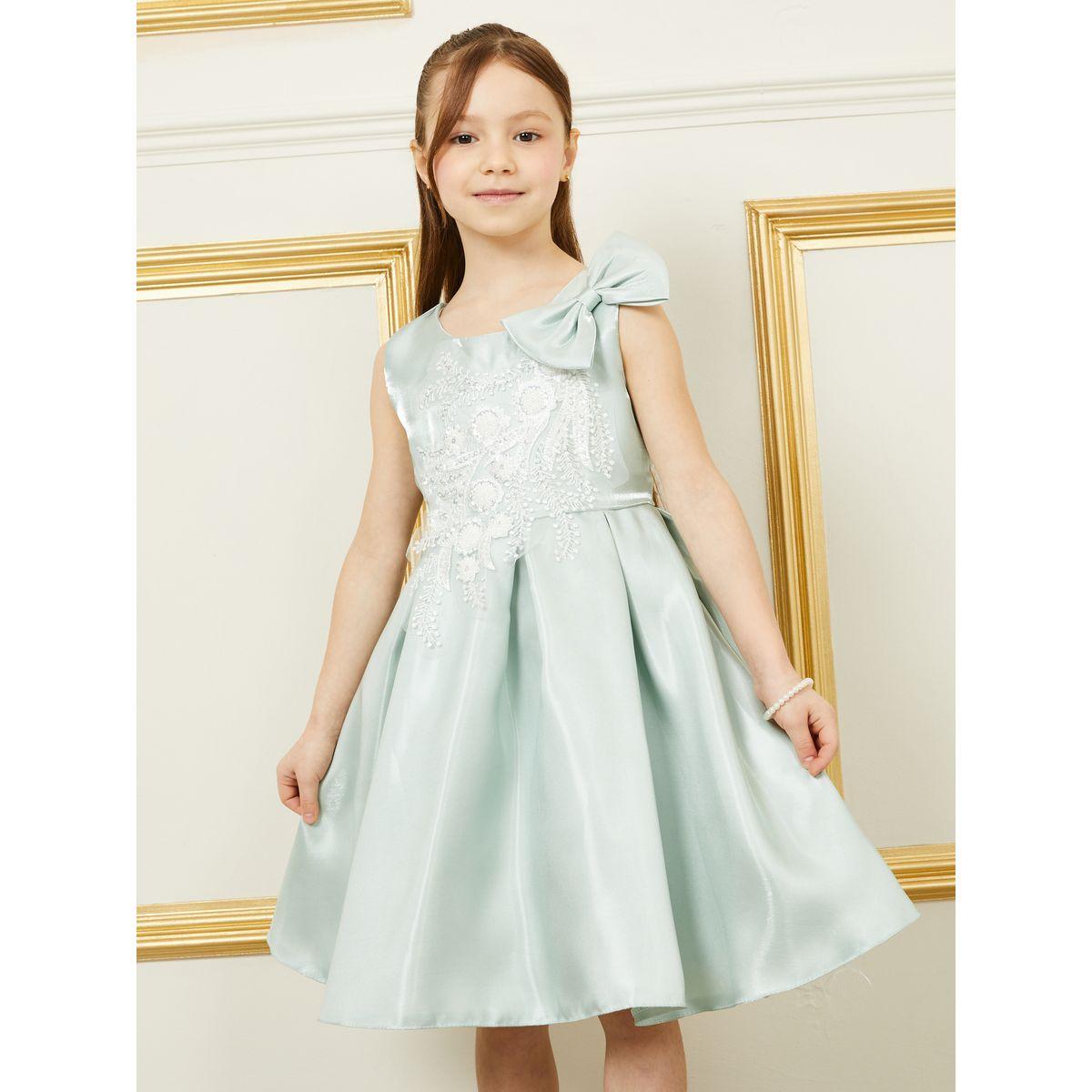 Styli Bow Applique Embroidery Lace Detail Sleeveless A-Line Dress-girls-clothing-dressesandjumpsuits-image-2