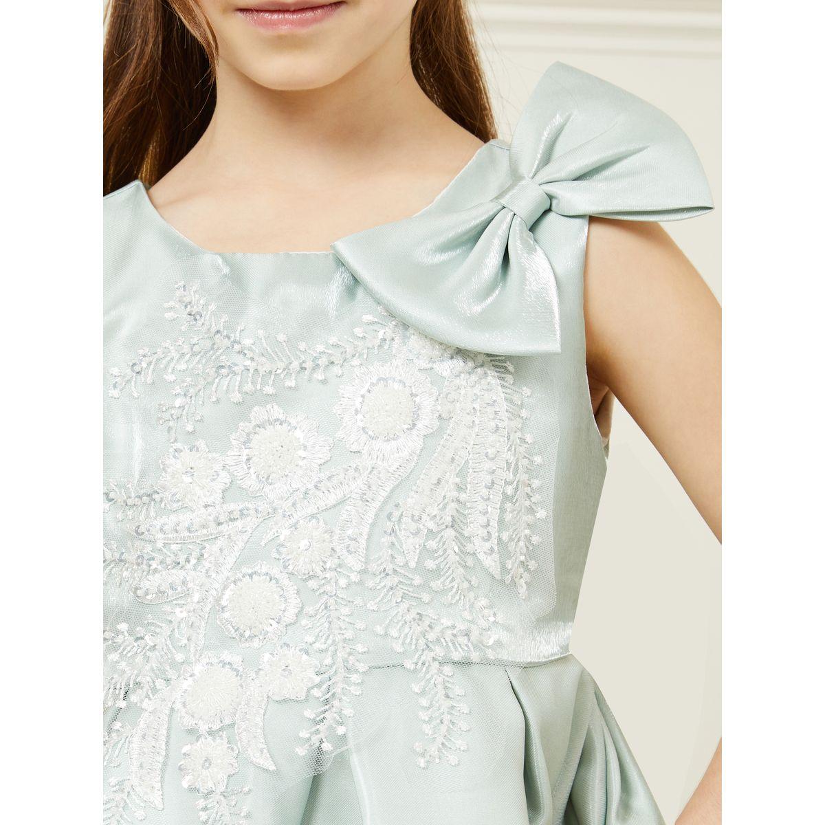 Styli Bow Applique Embroidery Lace Detail Sleeveless A-Line Dress-girls-clothing-dressesandjumpsuits-image-3