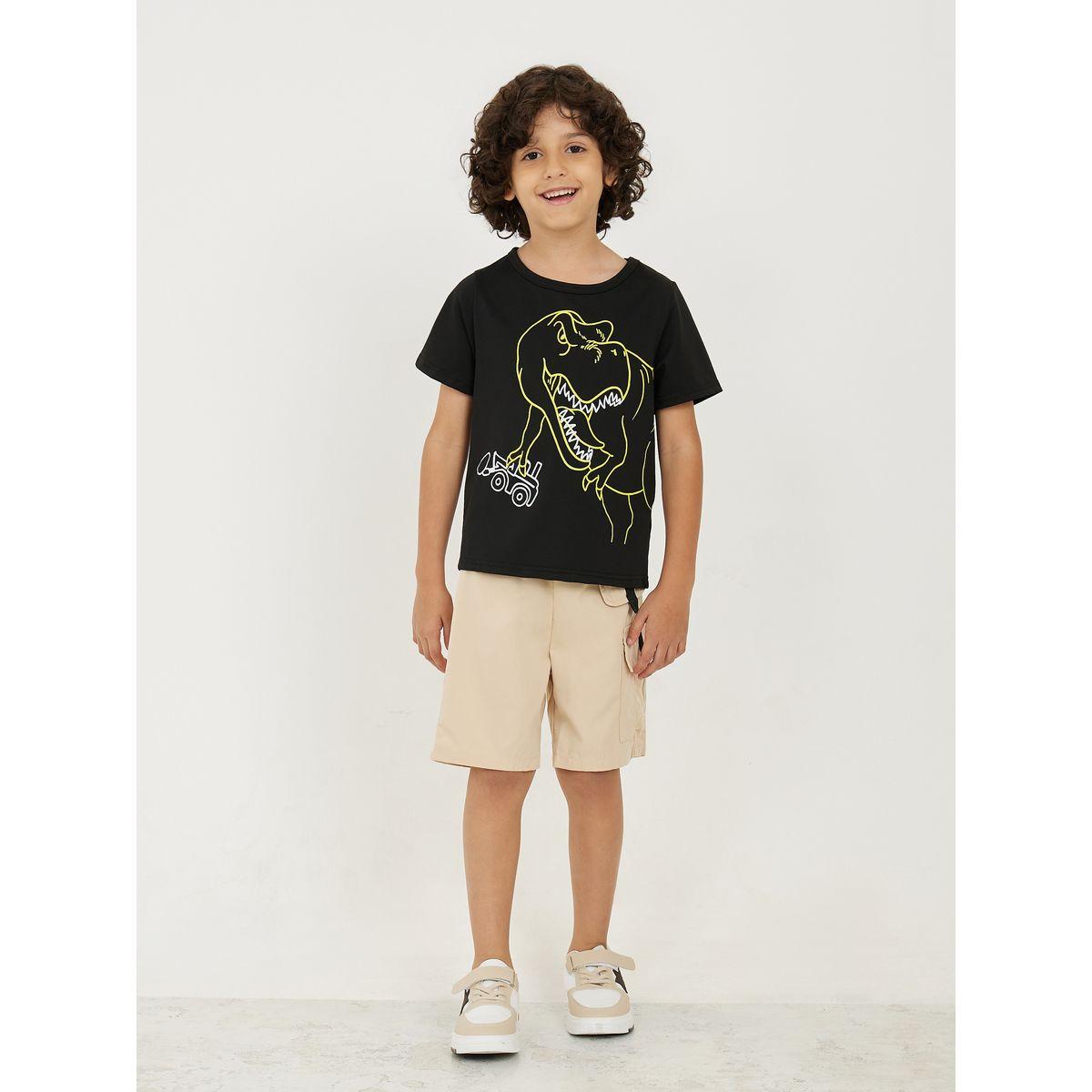 Styli Dinosaur Print T-Shirt & Cargo Short Set-boys-clothing-setsandcoords-image-1