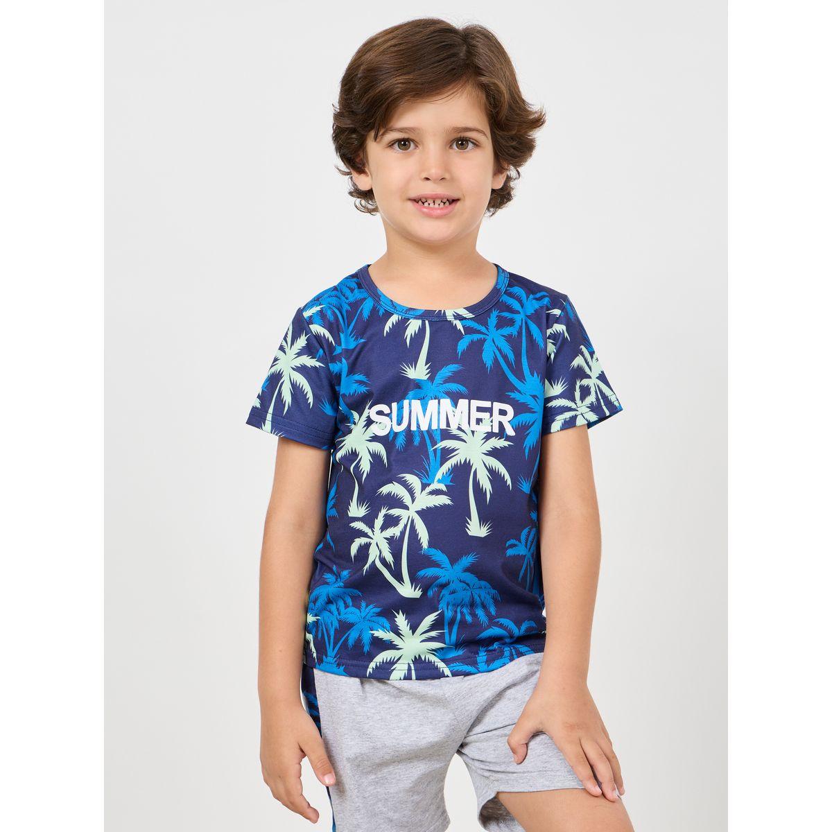 Styli Tropical Print T-Shirt & Side Seam Shorts Set-boys-clothing-setsandcoords-image-2