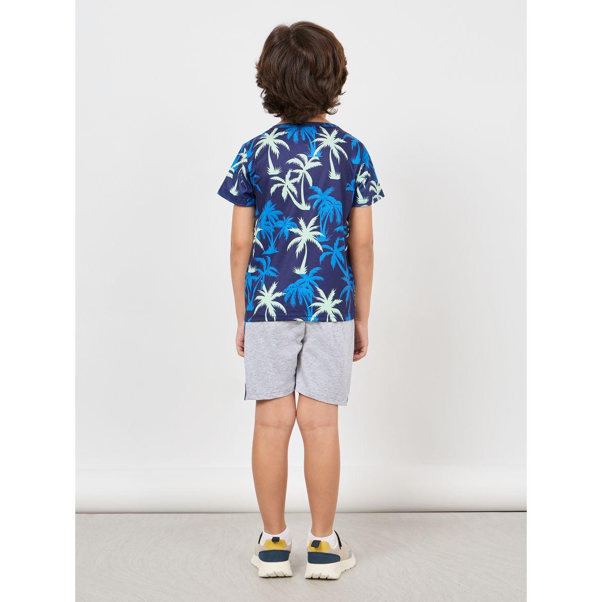 Styli Tropical Print T-Shirt & Side Seam Shorts Set-boys-clothing-setsandcoords-image-4