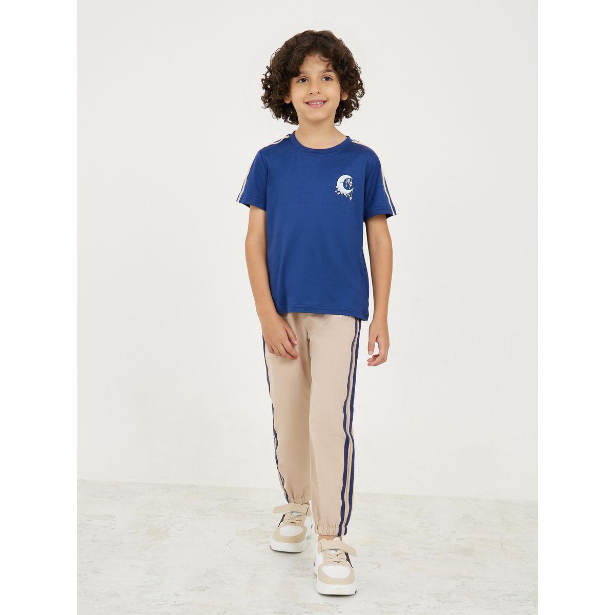 Styli Ramadan Printed Side Striped T-shirt & Pant Set-boys-clothing-setsandcoords-image-1