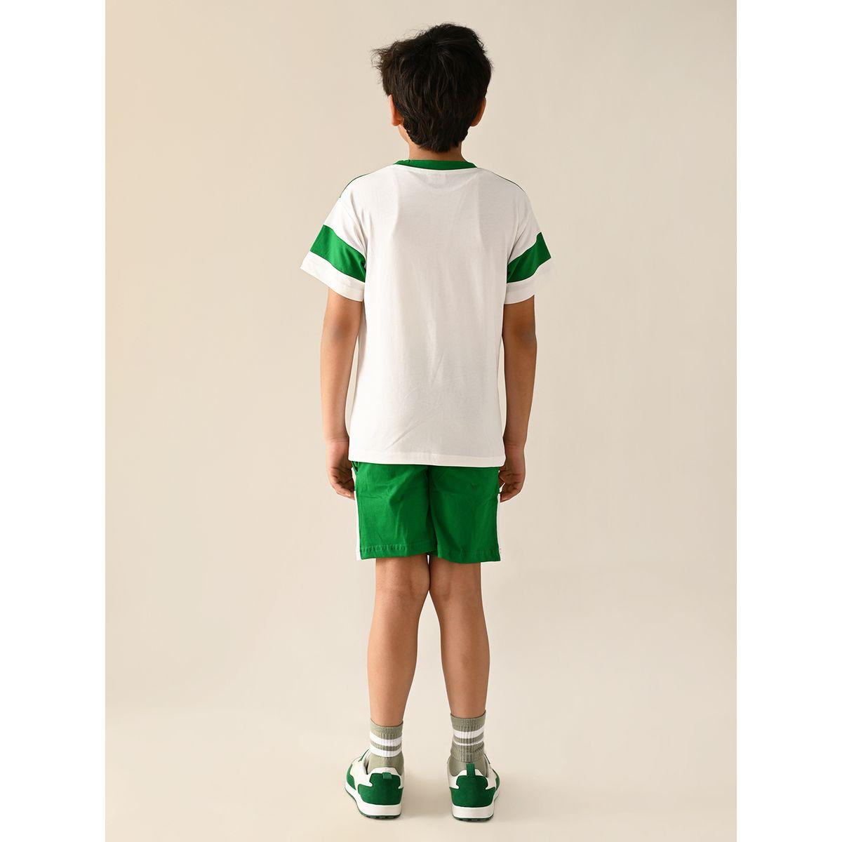 مجموعة من شورت وتيشيرت بنمط كتل الالوان ليل بيكس × ستايلي-boys-clothing-setsandcoords-image-2