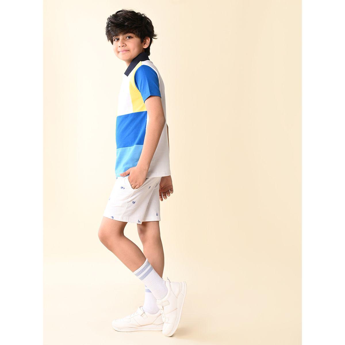 مجموعة من شورت وتيشيرت بنمط كتل الالوان ليل بيكس × ستايلي-boys-clothing-setsandcoords-image-3