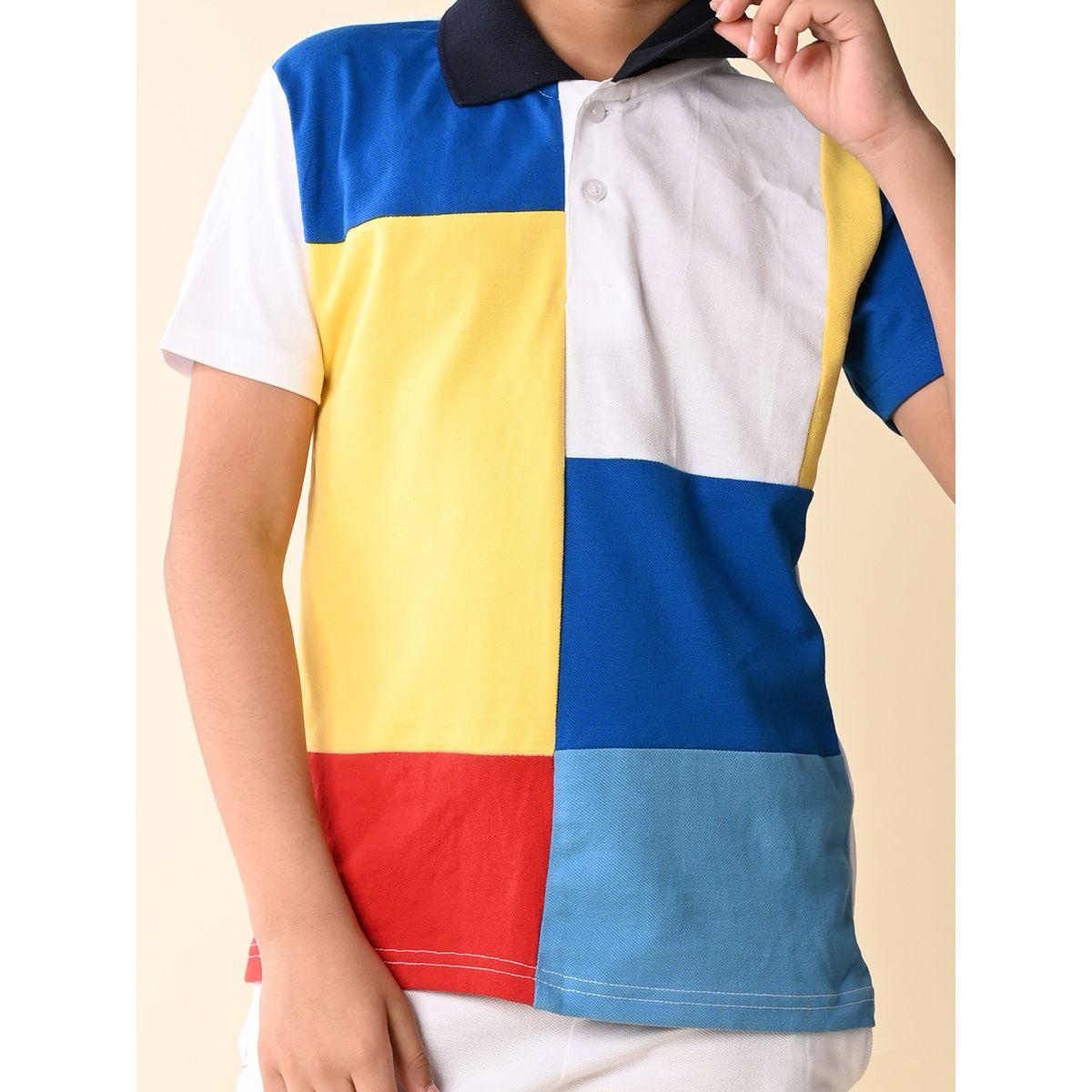 LilPicks X Styli  Colorblock Polo T-shirt and Minimal Print Short Set-boys-clothing-setsandcoords-image-5