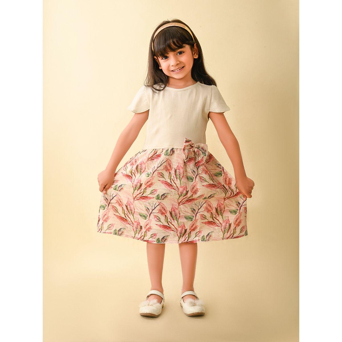 فستان ميدي بطبعة زهور مع ربطة فيونكة ليل بيكس × ستايلي-girls-clothing-dressesandjumpsuits-image-1