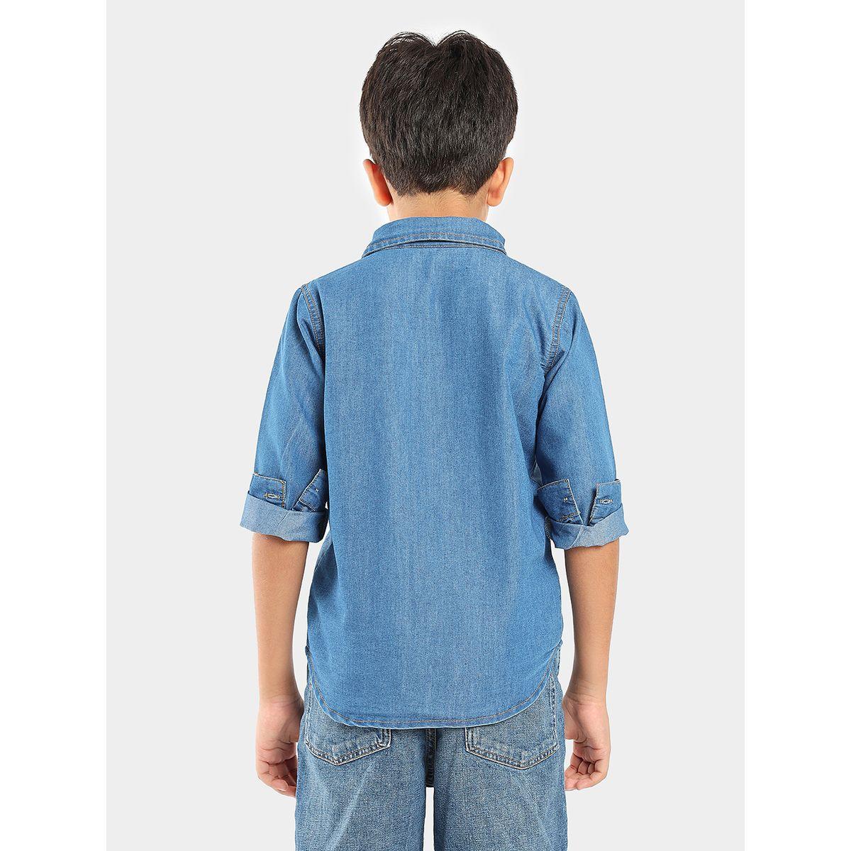 LilPicks X Styli  Colorblock Pocket Regular Fit Denim Shirt-boys-clothing-shirts-image-2