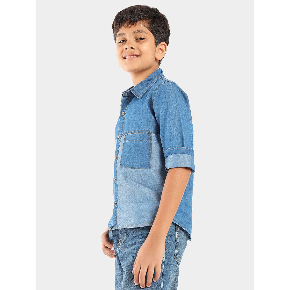 LilPicks X Styli  Colorblock Pocket Regular Fit Denim Shirt-boys-clothing-shirts-image-3